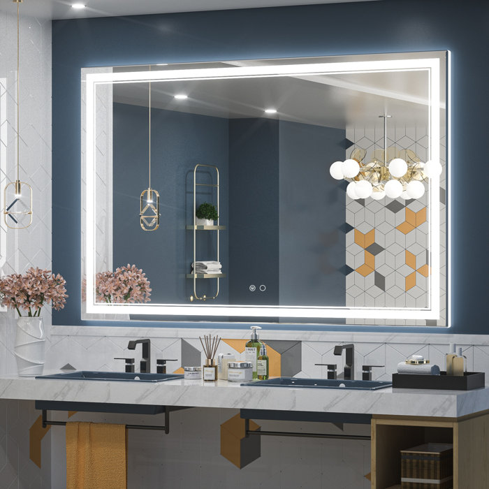 Orren Ellis Adorna Frameless LED 3 Color Dimmable Lighting Bathroom